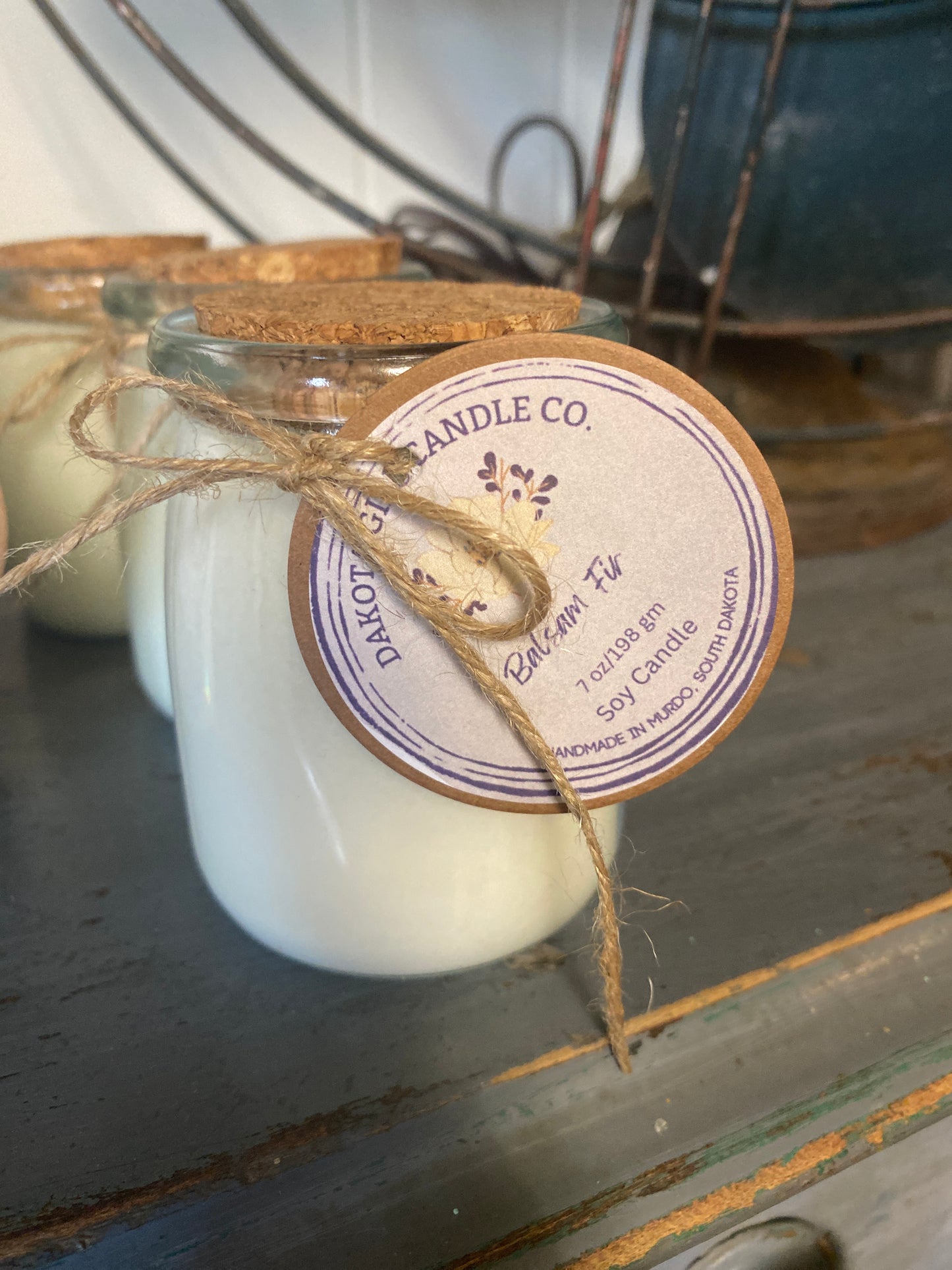 Heavy Glass | Milk Bottle Style | Candle with Cork Lid | Rustic | Soy Candle, 7 oz.
