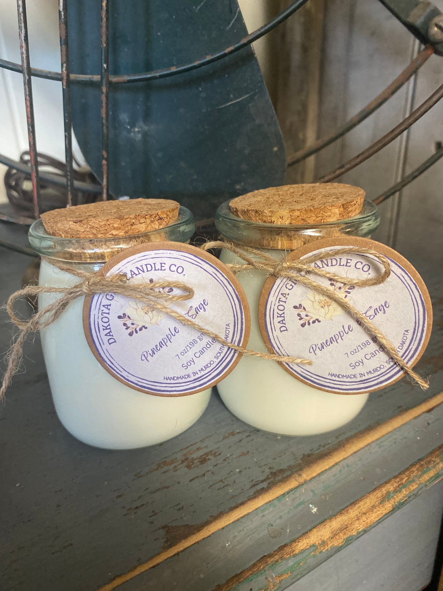Heavy Glass | Milk Bottle Style | Candle with Cork Lid | Rustic | Soy Candle, 7 oz.