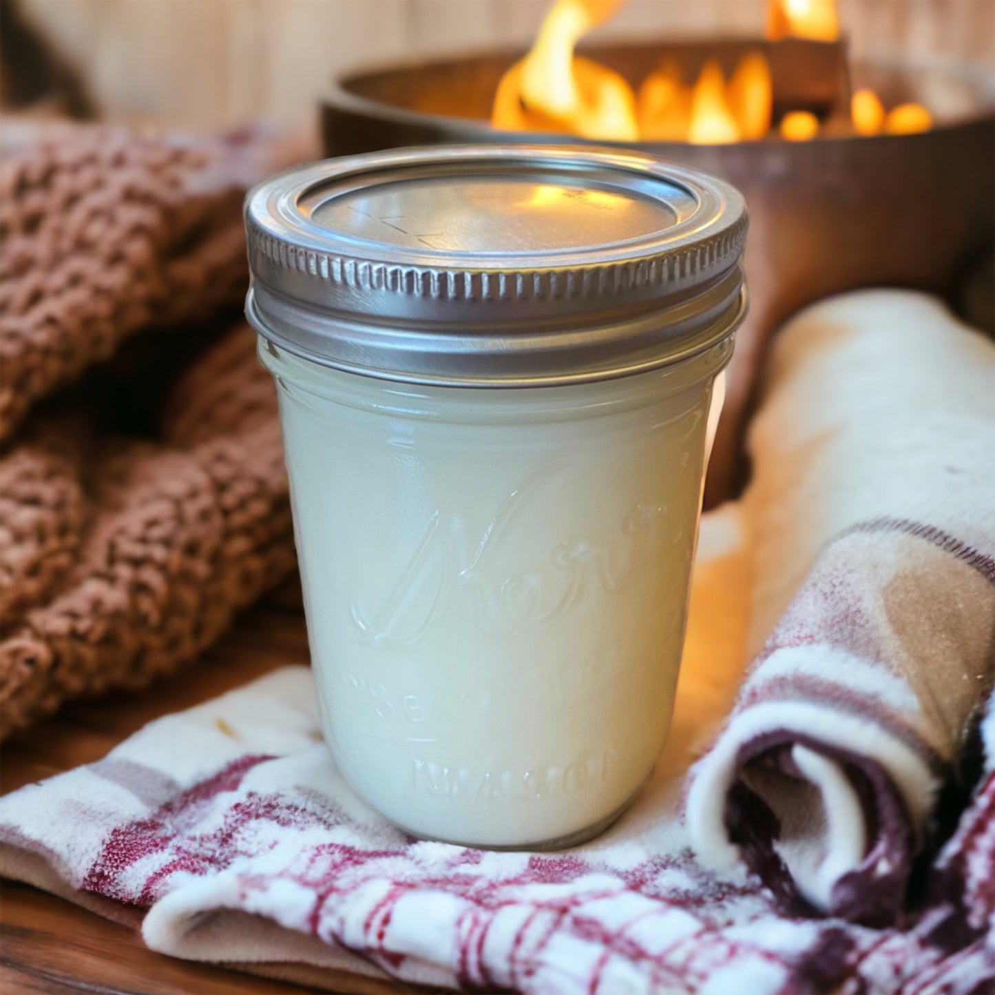 Clear Mason Jar | Ball Mason Jar | Farmhouse Style | Country Style | Soy Candle | Flannel Scent