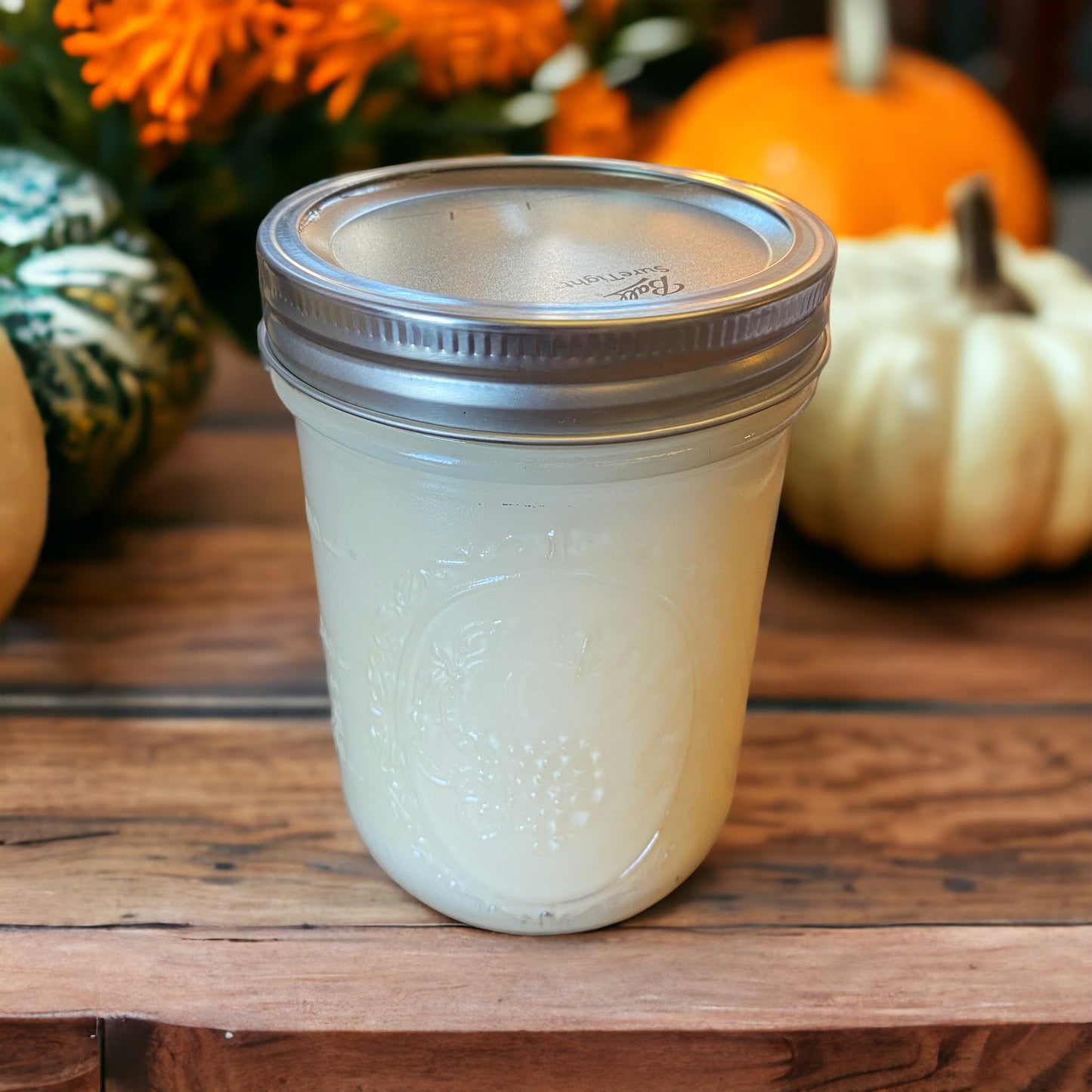 Clear Mason Jar | Ball Mason Jar | Farmhouse Style | Country Style | Soy Candle | Bourbon Pumpkin Scent