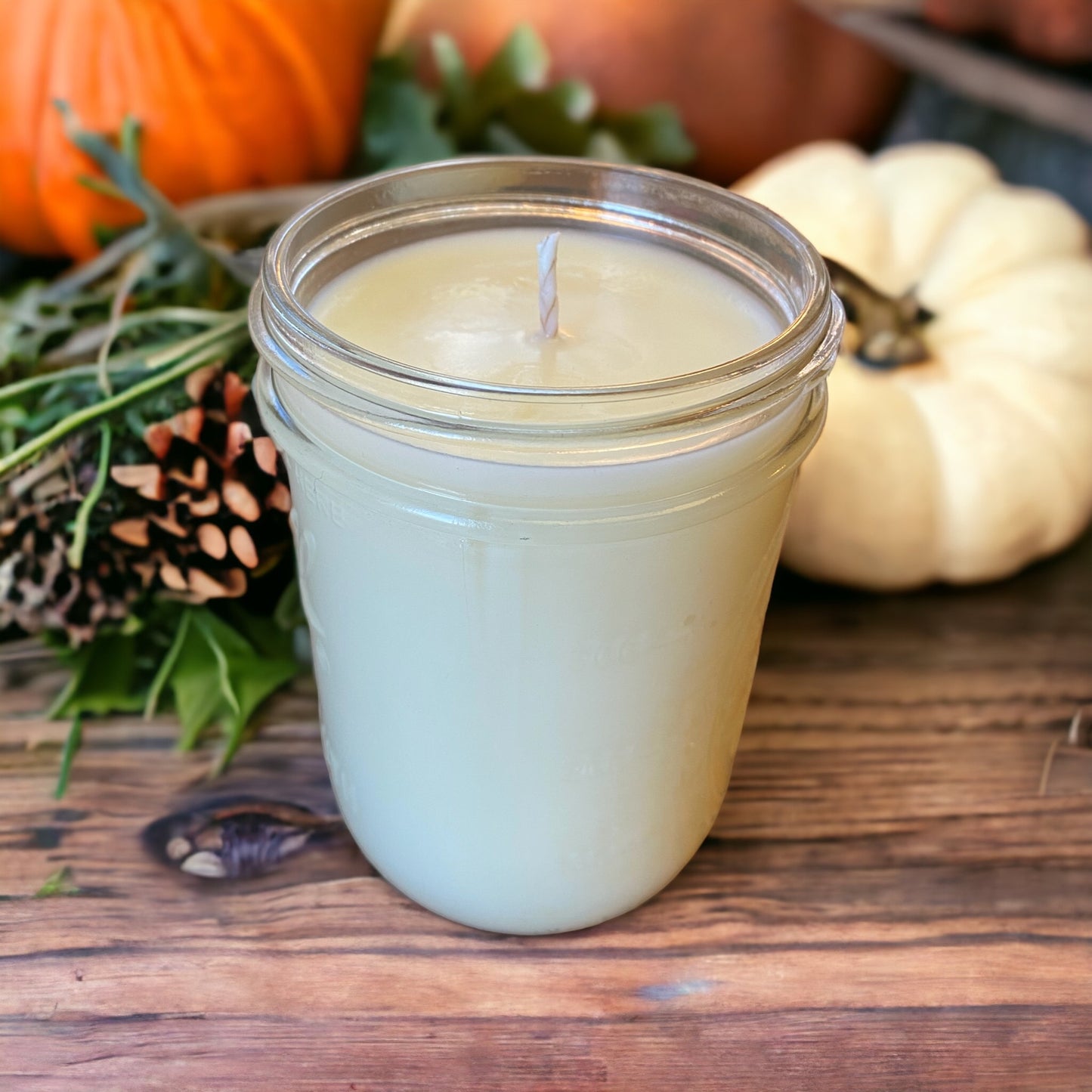 Clear Mason Jar | Ball Mason Jar | Farmhouse Style | Country Style | Soy Candle | Bourbon Pumpkin Scent