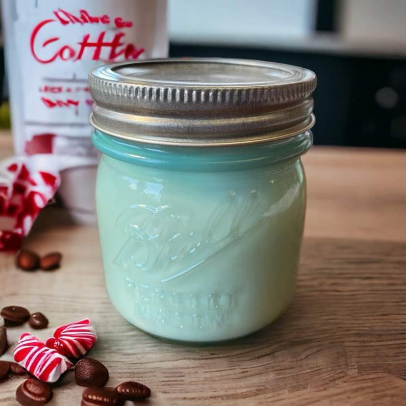 Blue Mason Jar | Ball Mason Jar | Vintage Style | Farmhouse Style | Country Style | Soy Candle, 8 oz.