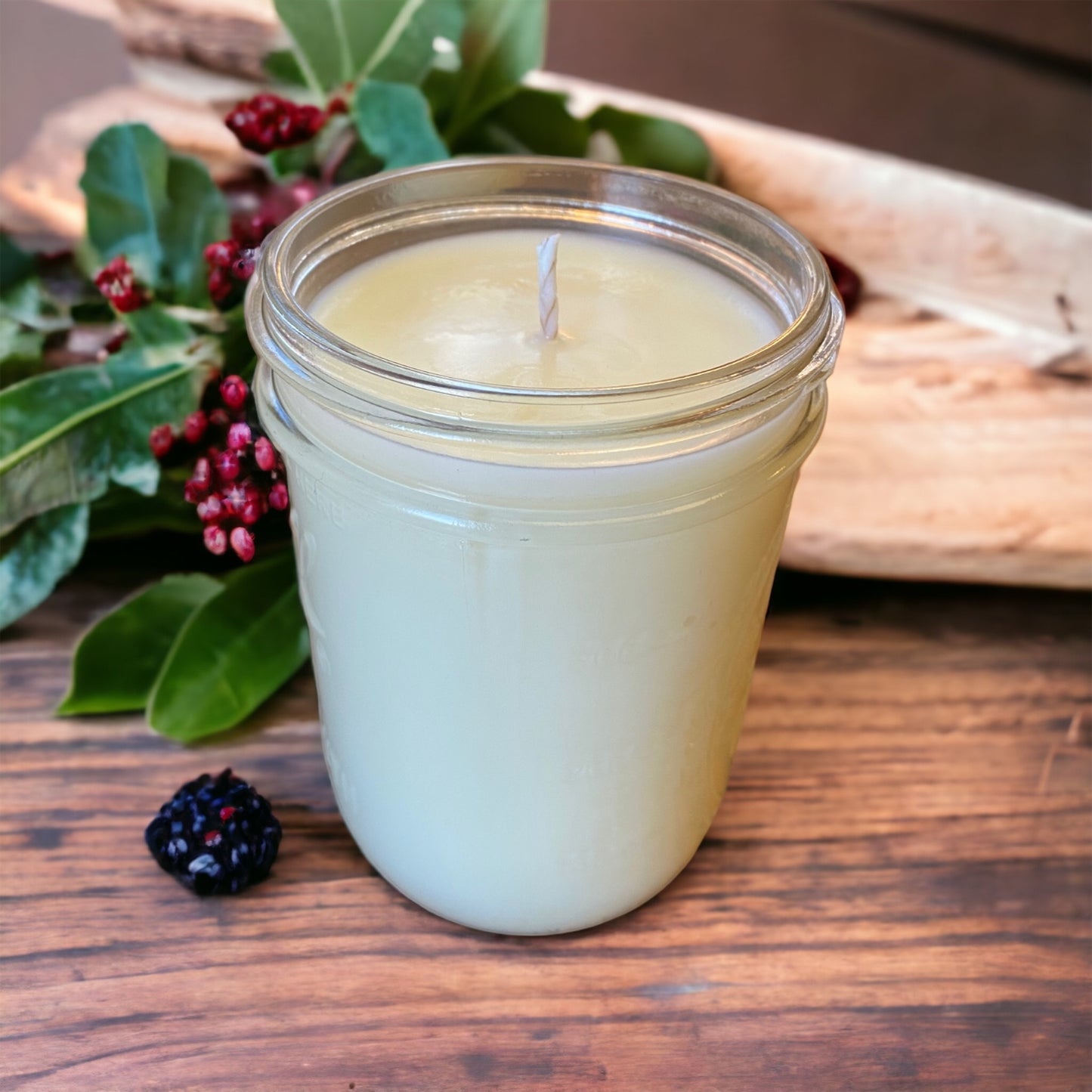 Mulberry Scented - Soy Candle |Clear Mason Jar | Ball Mason Jar | Farmhouse Style | Country Style