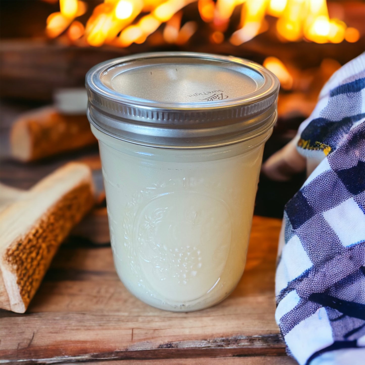 Clear Mason Jar | Ball Mason Jar | Farmhouse Style | Country Style | Soy Candle | Flannel Scent