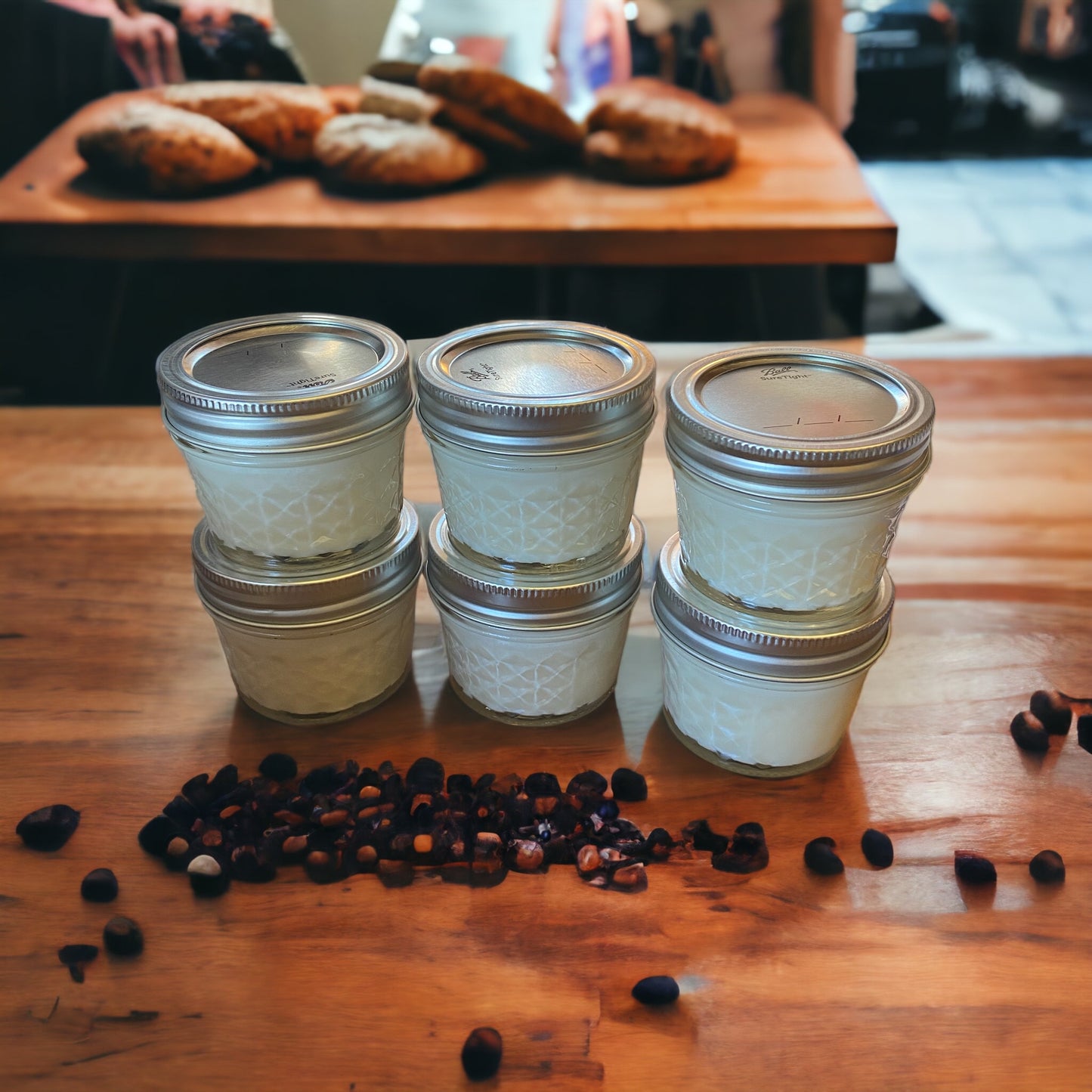 Clear Mason Jar | Ball Mason Jar | Farmhouse Style | Country Style | Soy Candle | Coffee & Cookies Scent