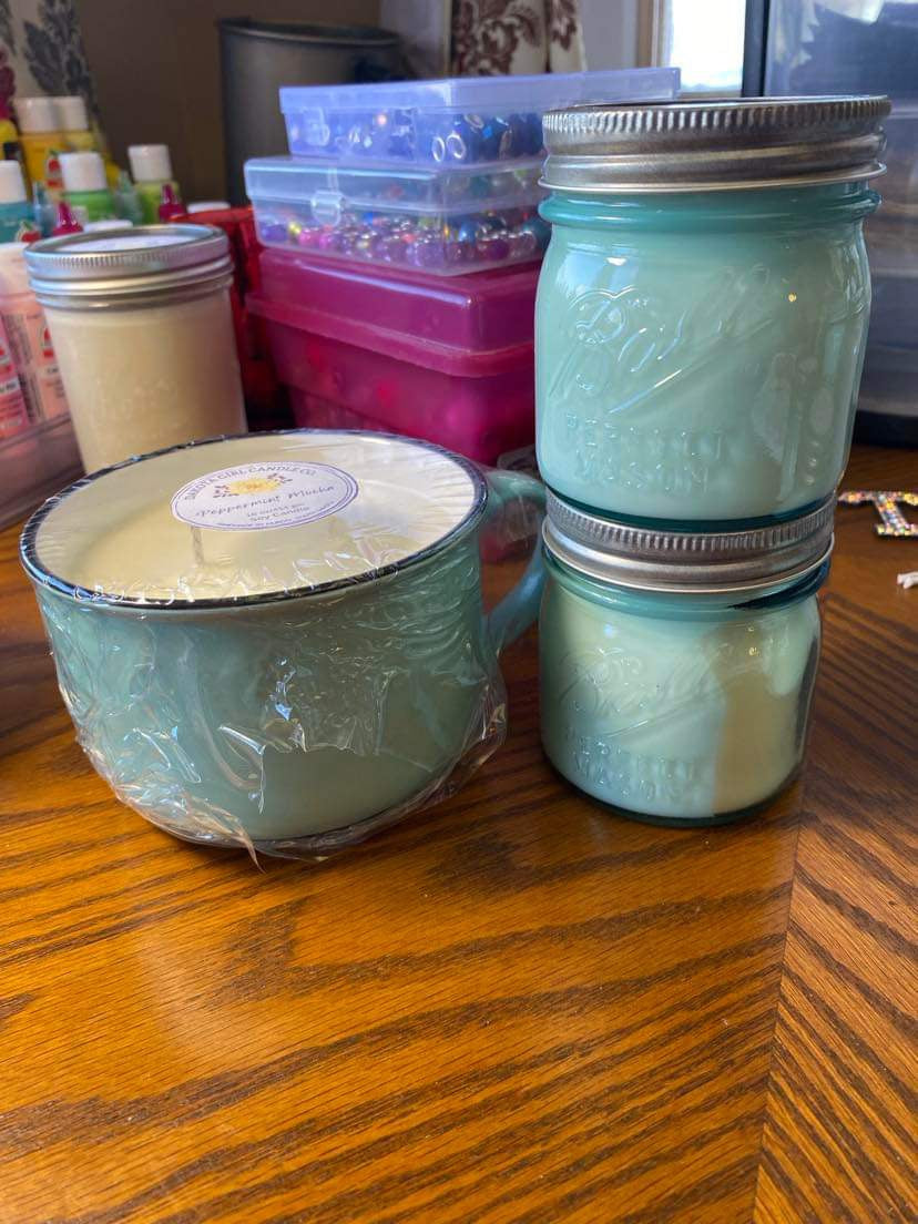 Blue Mason Jar | Ball Mason Jar | Vintage Style | Farmhouse Style | Country Style | Soy Candle, 8 oz.