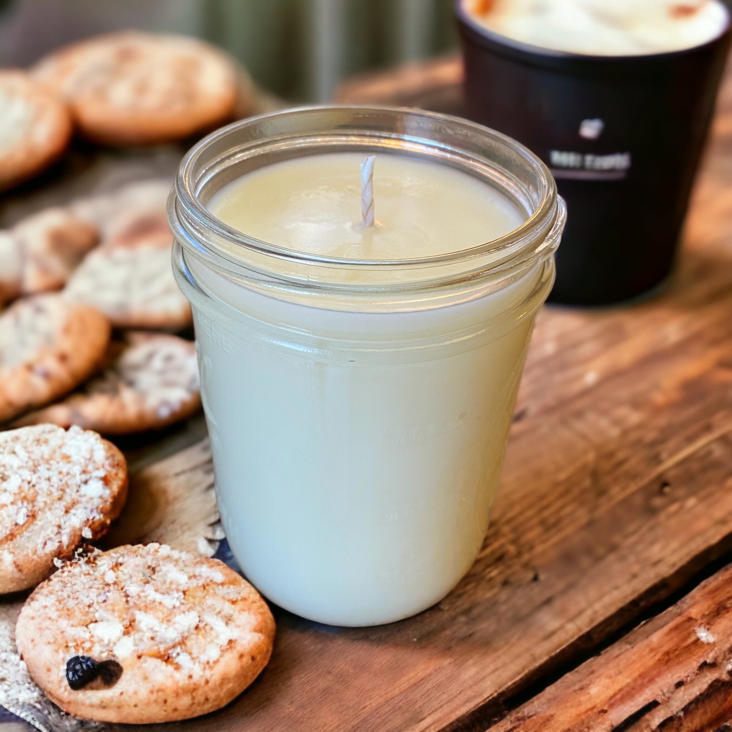 Clear Mason Jar | Ball Mason Jar | Farmhouse Style | Country Style | Soy Candle | Coffee & Cookies Scent