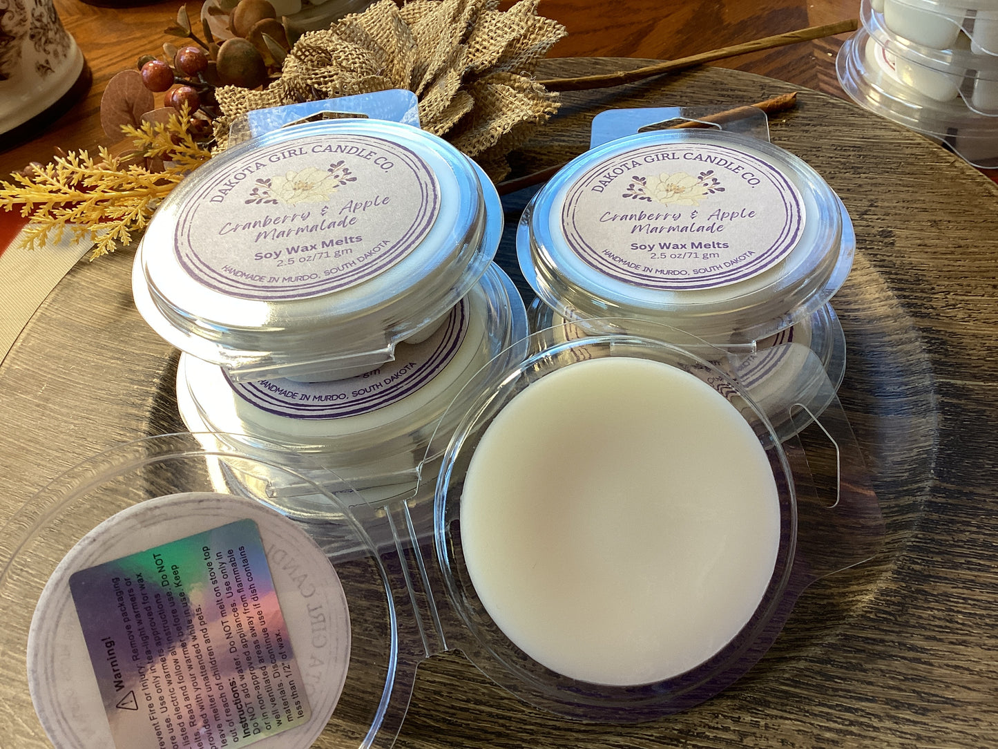 Cranberry & Apple Marmalade Scent - Soy Wax Melts | Dye-Free Soy | Clamshell | 2.5 oz