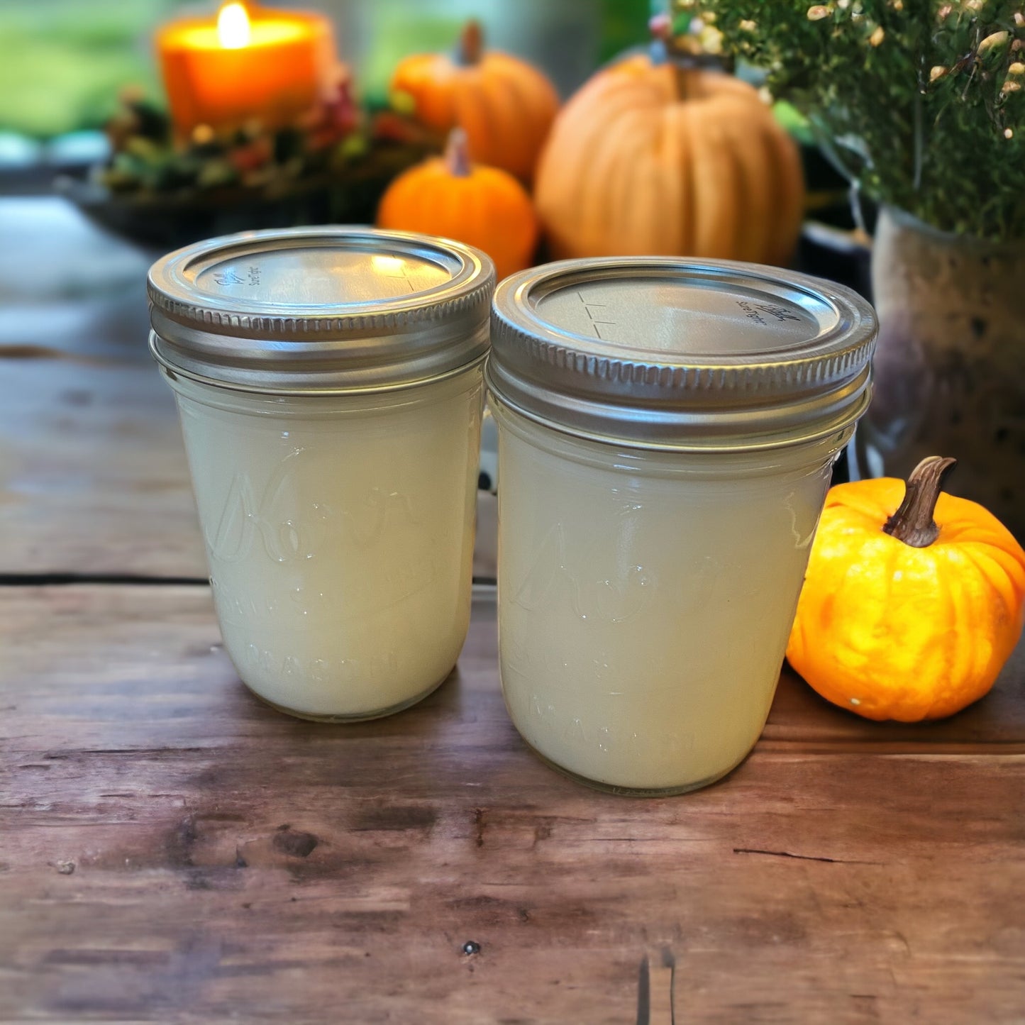 Clear Mason Jar | Ball Mason Jar | Farmhouse Style | Country Style | Soy Candle | Bourbon Pumpkin Scent