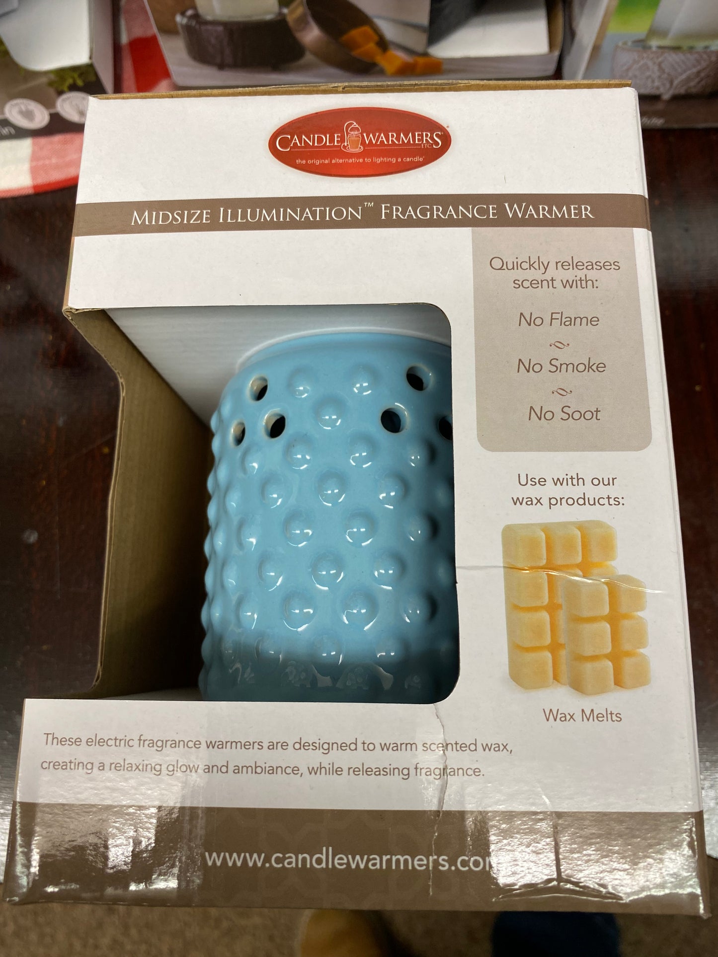 Sky Blue Hobnail - Midsize Wax Warmer | Electric Wax Warmer | On/Off Toggle Switch | Candle Warmers, Etc. Brand | Sky Blue
