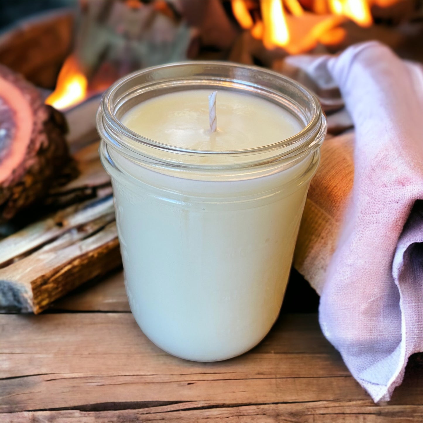 Clear Mason Jar | Ball Mason Jar | Farmhouse Style | Country Style | Soy Candle | Flannel Scent