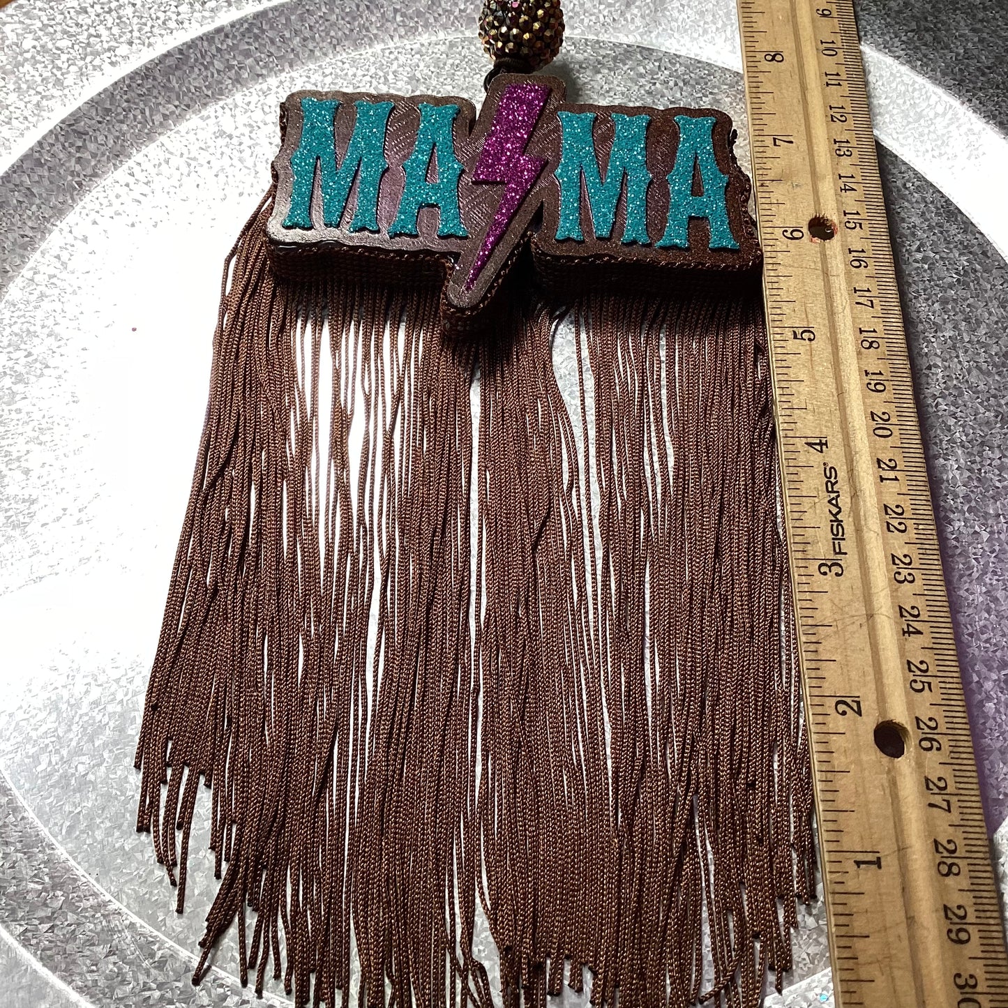 Mama Lightning Bolt With Fringe - Pineapple Sunrise Scent | Car Freshie | Car Freshy| Air Freshener | Car Accessory | Vehicle Decor | Gifts