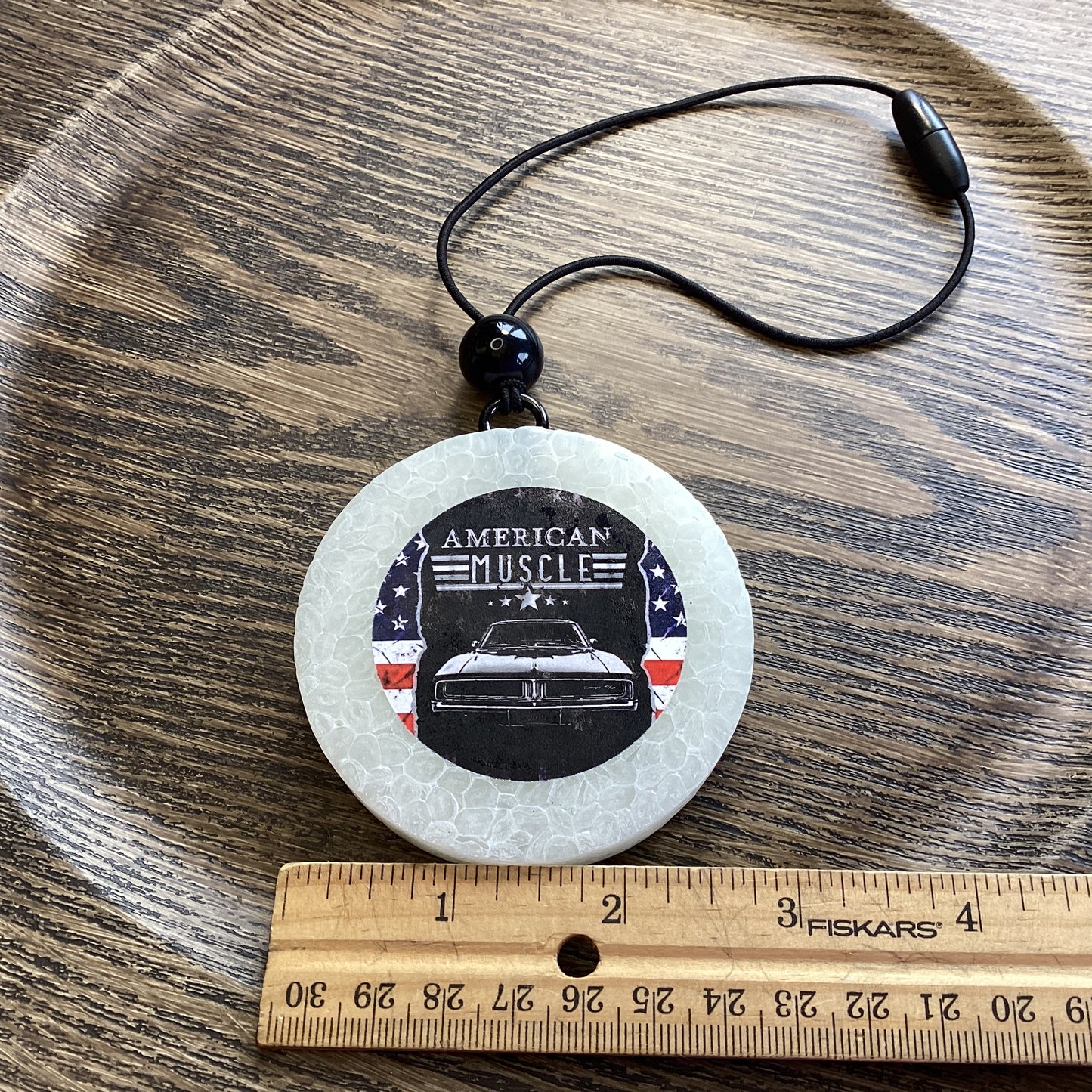 Circle Round 2.75” American Muscle Car - Crisp Vanilla Woods Scent | Car Freshie | Car Freshy | Air Freshener | Car Accessory | Vehicle Decor | Gifts