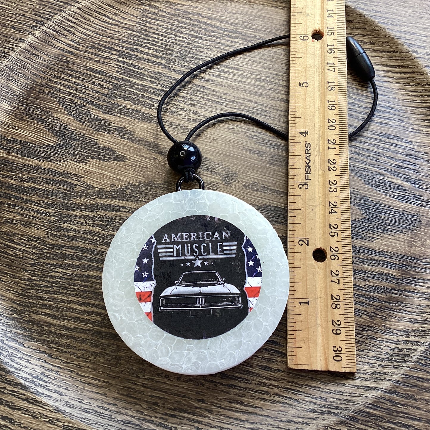 Circle Round 2.75” American Muscle Car - Crisp Vanilla Woods Scent | Car Freshie | Car Freshy | Air Freshener | Car Accessory | Vehicle Decor | Gifts