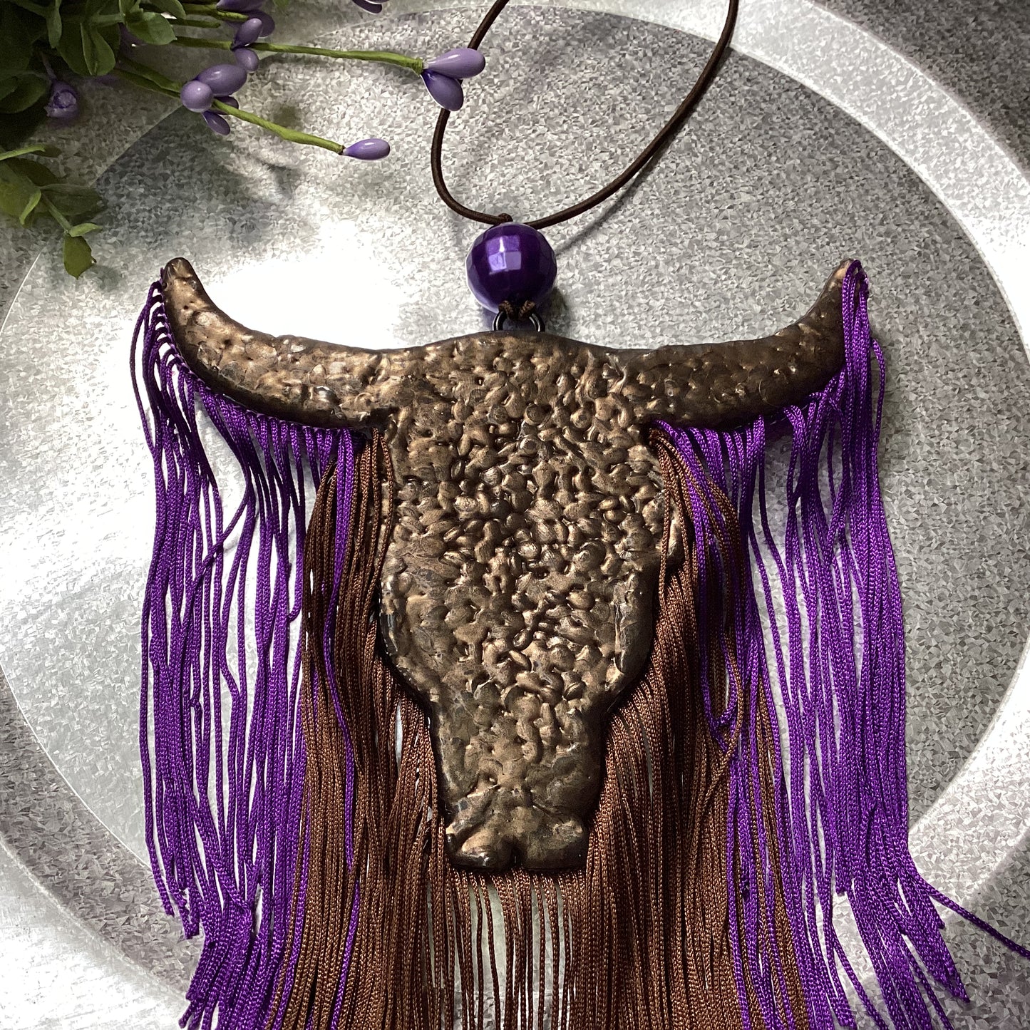 Tooled Leather Bull Skull With Fringe - Creamy Coconut Scent | Car Freshie | Car Freshy| Air Freshener | Car Accessory | Vehicle Decor | Gifts