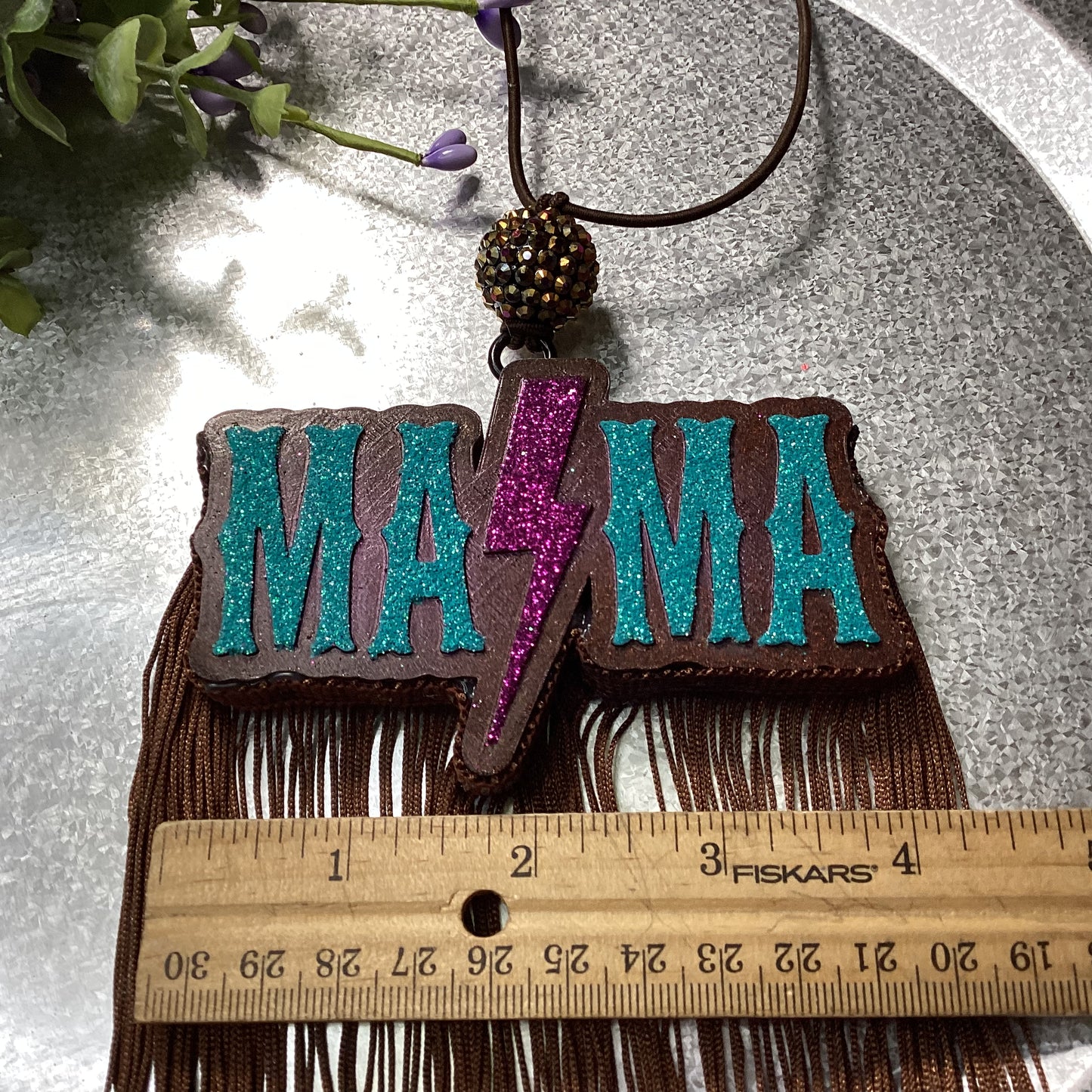 Mama Lightning Bolt With Fringe - Pineapple Sunrise Scent | Car Freshie | Car Freshy| Air Freshener | Car Accessory | Vehicle Decor | Gifts