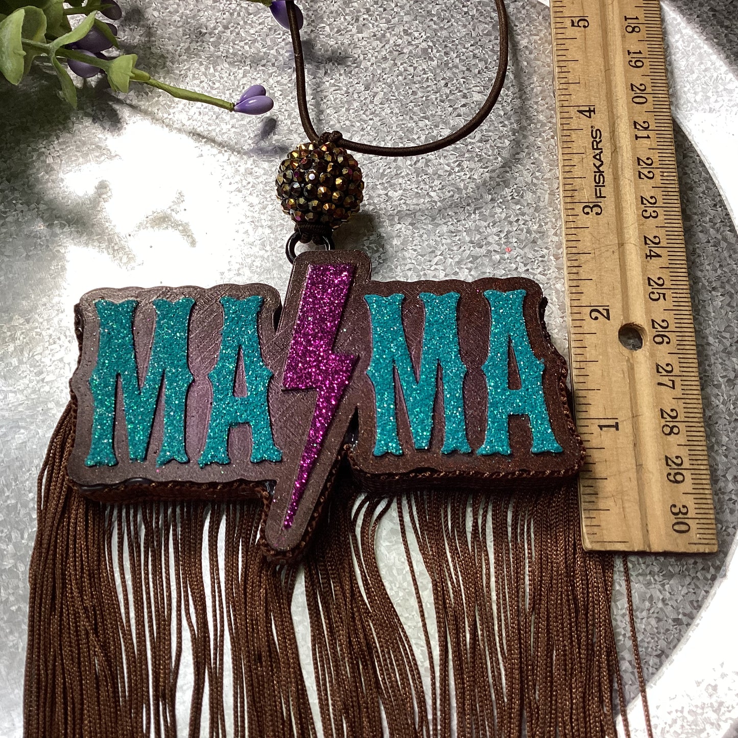 Mama Lightning Bolt With Fringe - Pineapple Sunrise Scent | Car Freshie | Car Freshy| Air Freshener | Car Accessory | Vehicle Decor | Gifts
