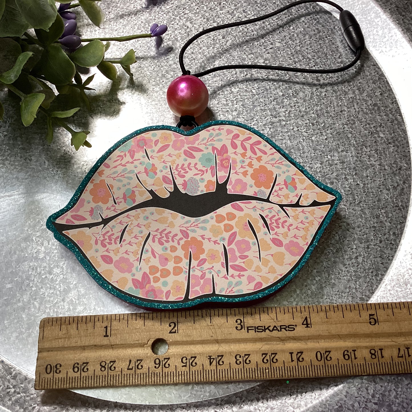 Spring Floral Kissing Lips - Spiced Apple Donuts Scent | Car Freshie | Car Freshy| Air Freshener | Car Accessory | Vehicle Decor | Gifts