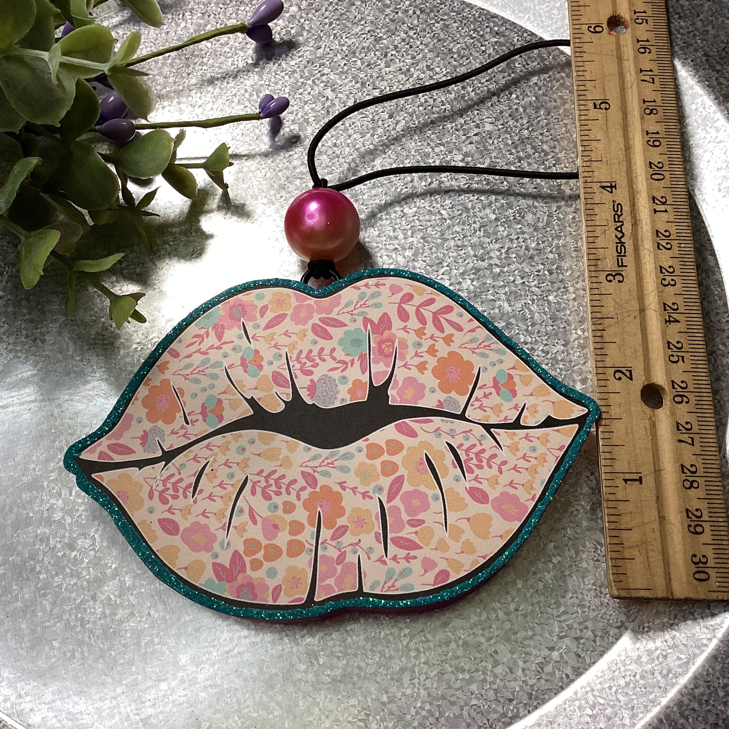Spring Floral Kissing Lips - Spiced Apple Donuts Scent | Car Freshie | Car Freshy| Air Freshener | Car Accessory | Vehicle Decor | Gifts