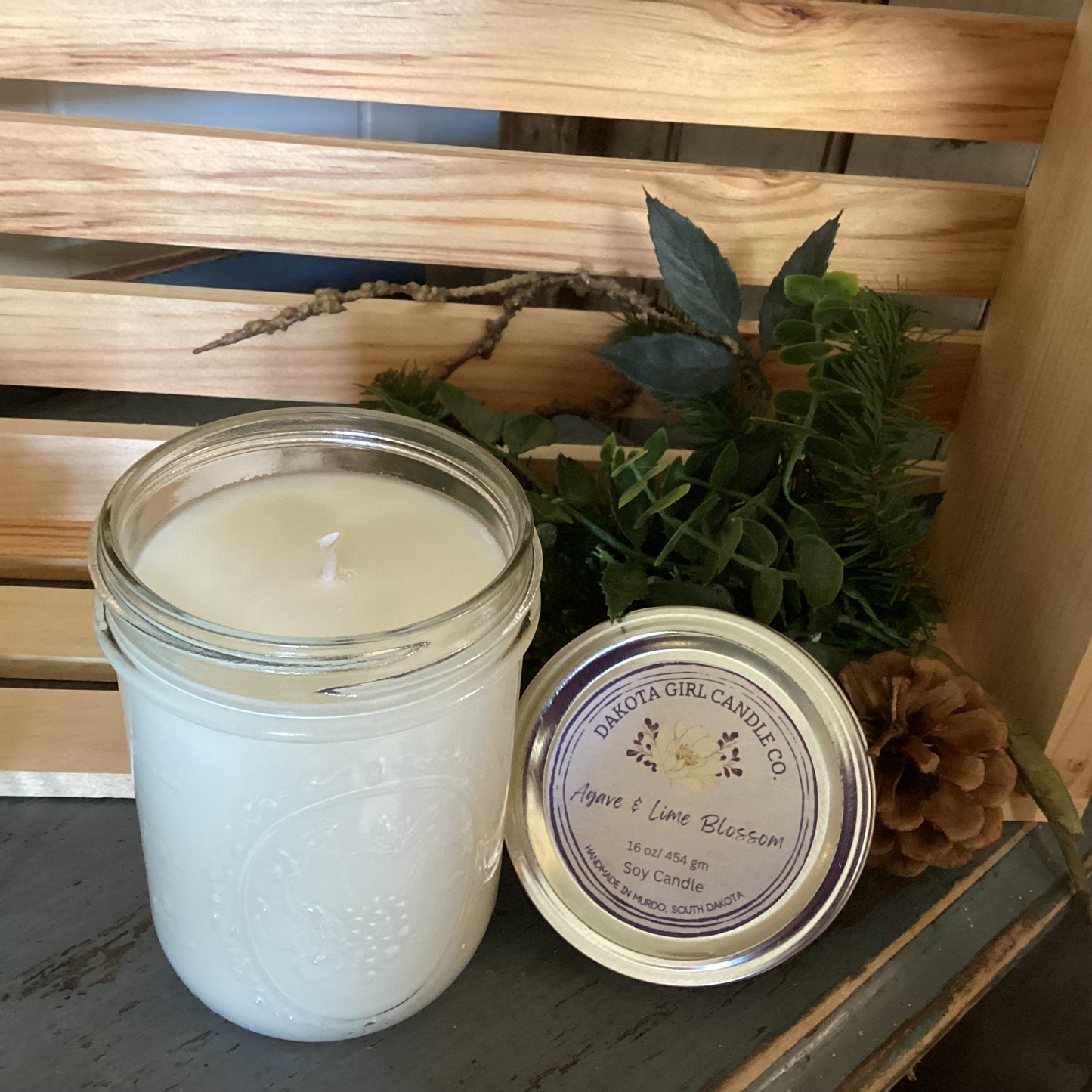 Clear Mason Jar | Ball Mason Jar | Farmhouse Style | Country Style | Soy Candle | Agave & Lime Blossom Scent