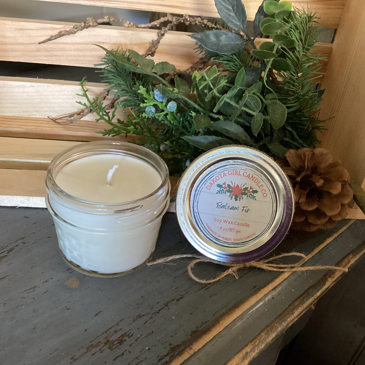 Clear Mason Jar | Ball Mason Jar | Farmhouse Style | Country Style | Soy Candle | Balsam Fir Scent