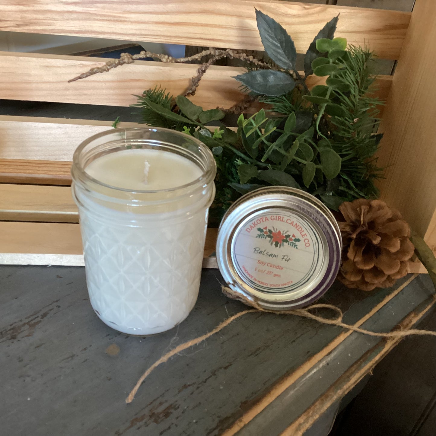 Clear Mason Jar | Ball Mason Jar | Farmhouse Style | Country Style | Soy Candle | Balsam Fir Scent