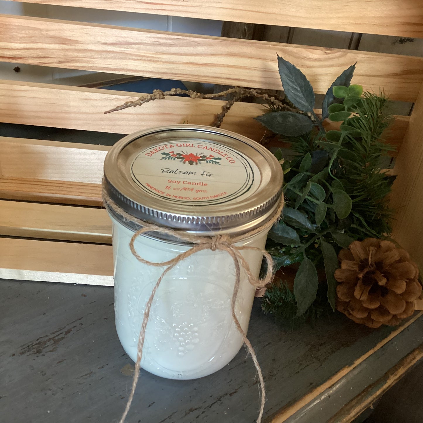 Clear Mason Jar | Ball Mason Jar | Farmhouse Style | Country Style | Soy Candle | Balsam Fir Scent