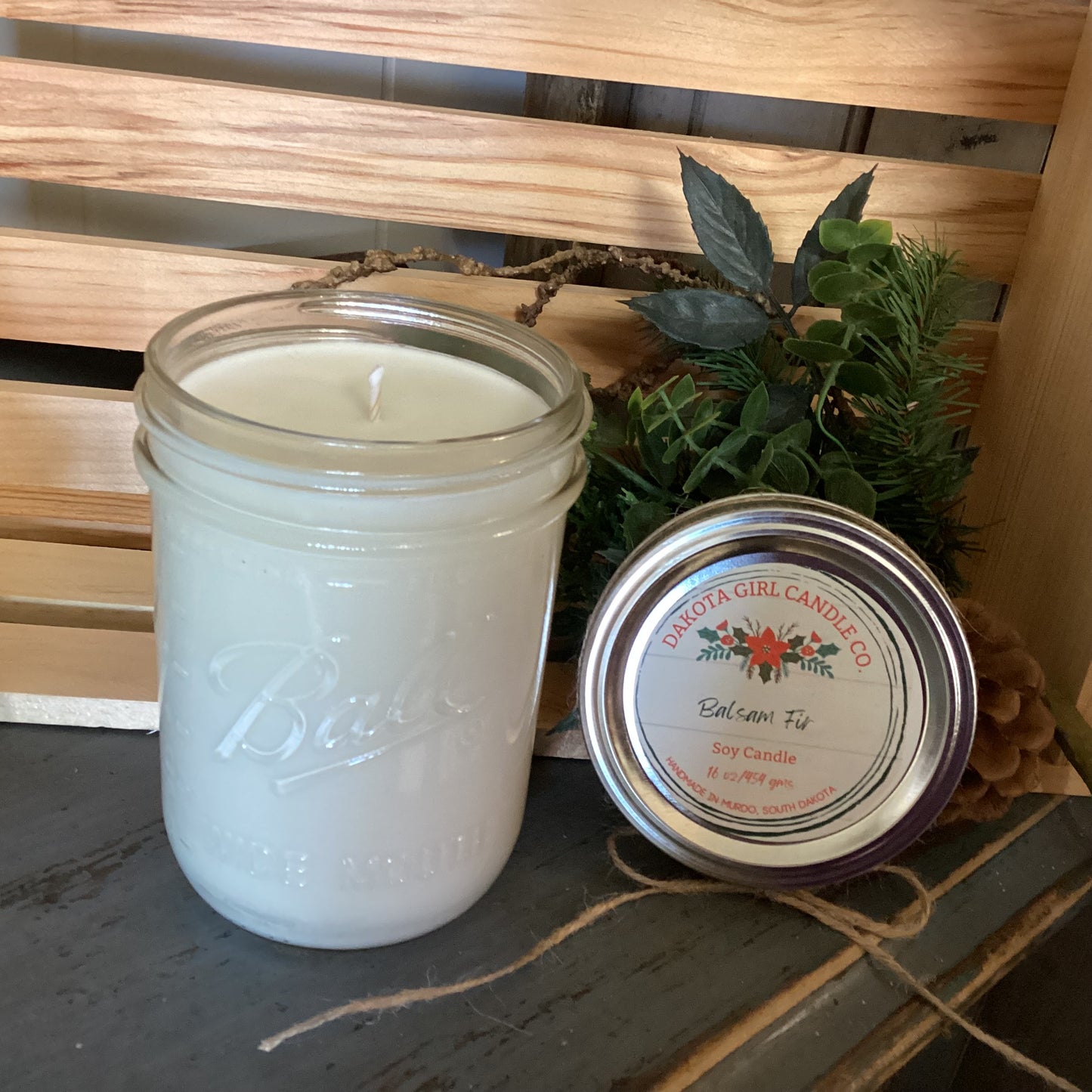 Clear Mason Jar | Ball Mason Jar | Farmhouse Style | Country Style | Soy Candle | Balsam Fir Scent