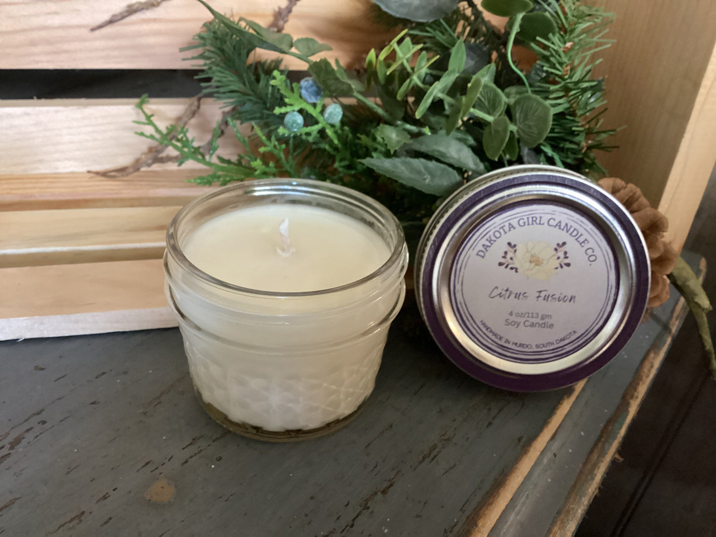 Clear Mason Jar | Ball Mason Jar | Farmhouse Style | Country Style | Soy Candle | Citrus Fusion Scent