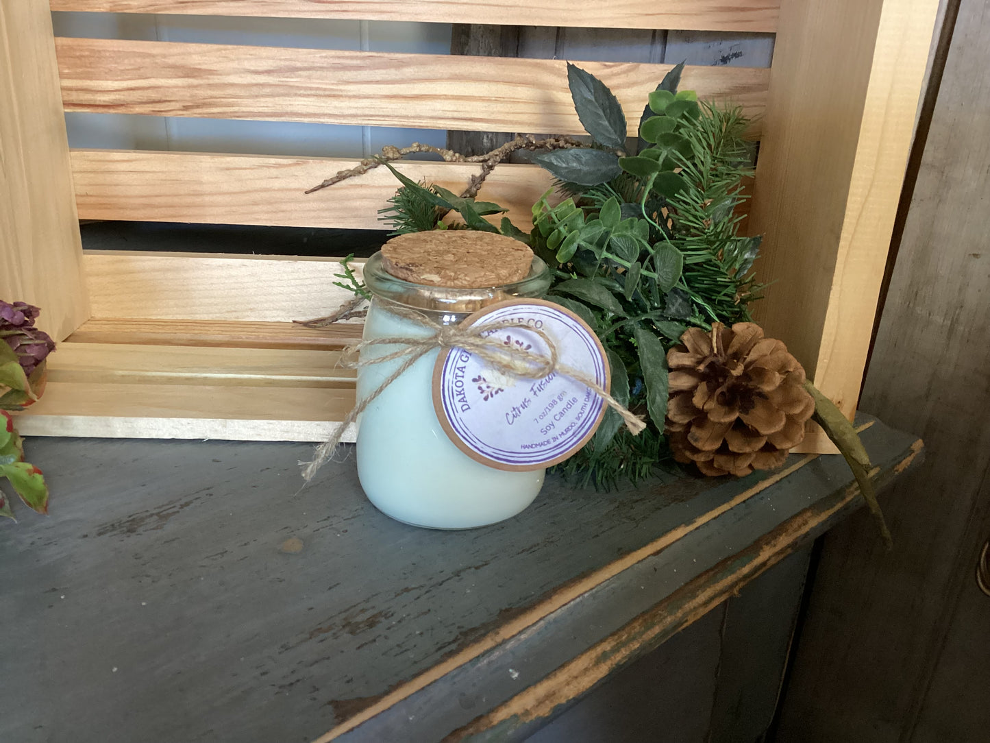 Heavy Glass | Milk Bottle Style | Candle with Cork Lid | Rustic | Soy Candle, 7 oz.