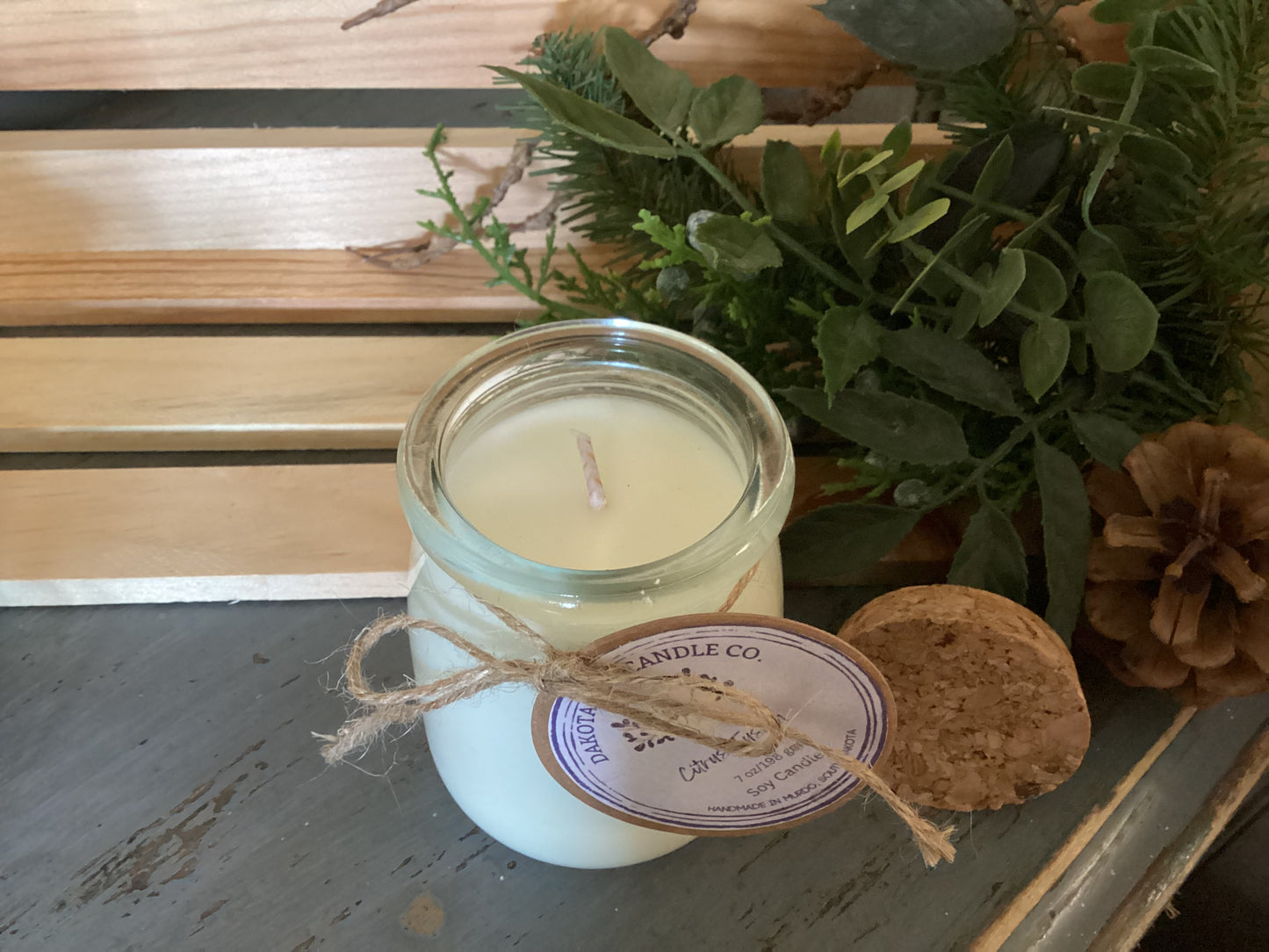 Heavy Glass | Milk Bottle Style | Candle with Cork Lid | Rustic | Soy Candle, 7 oz.