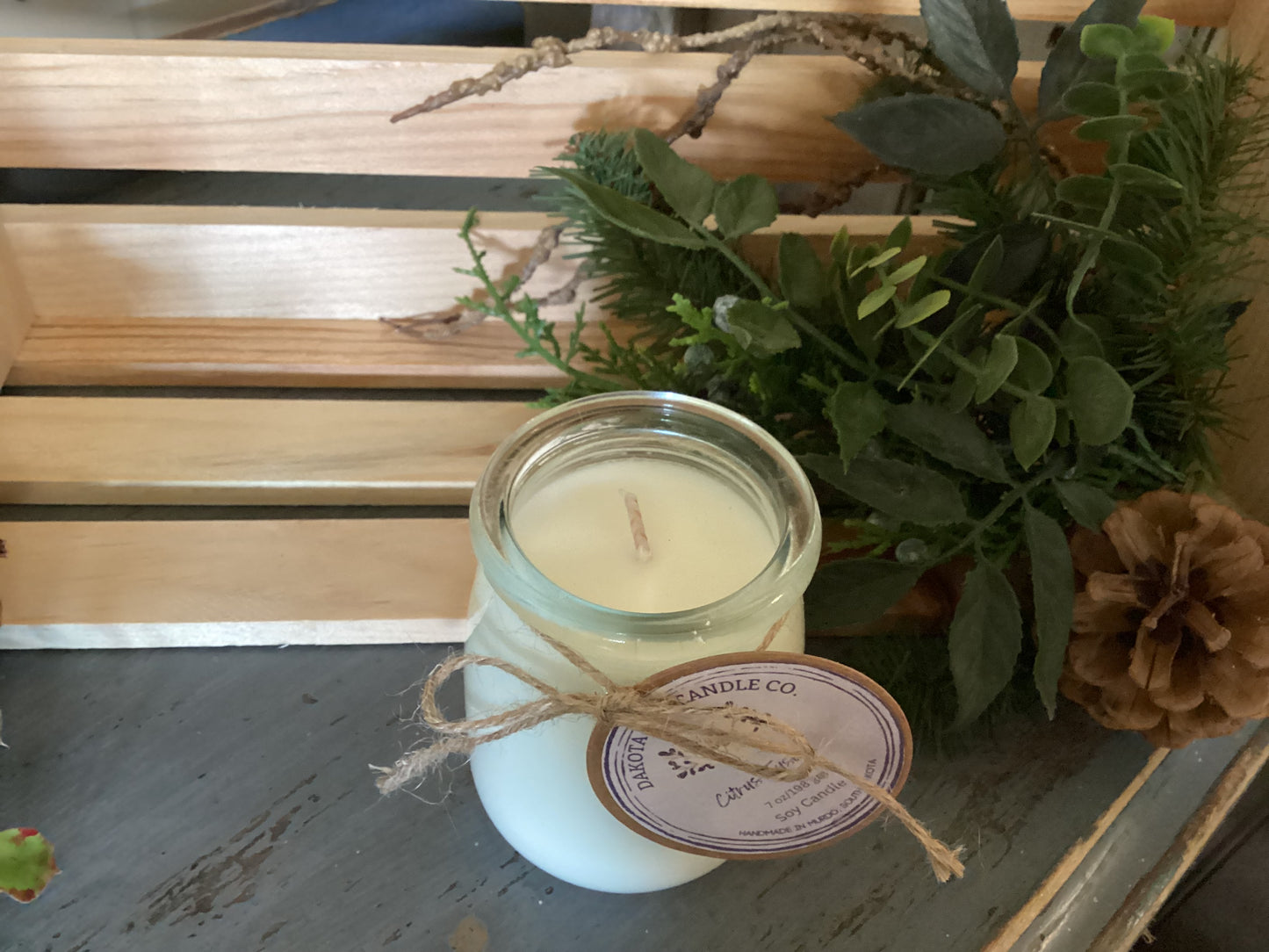 Heavy Glass | Milk Bottle Style | Candle with Cork Lid | Rustic | Soy Candle, 7 oz.