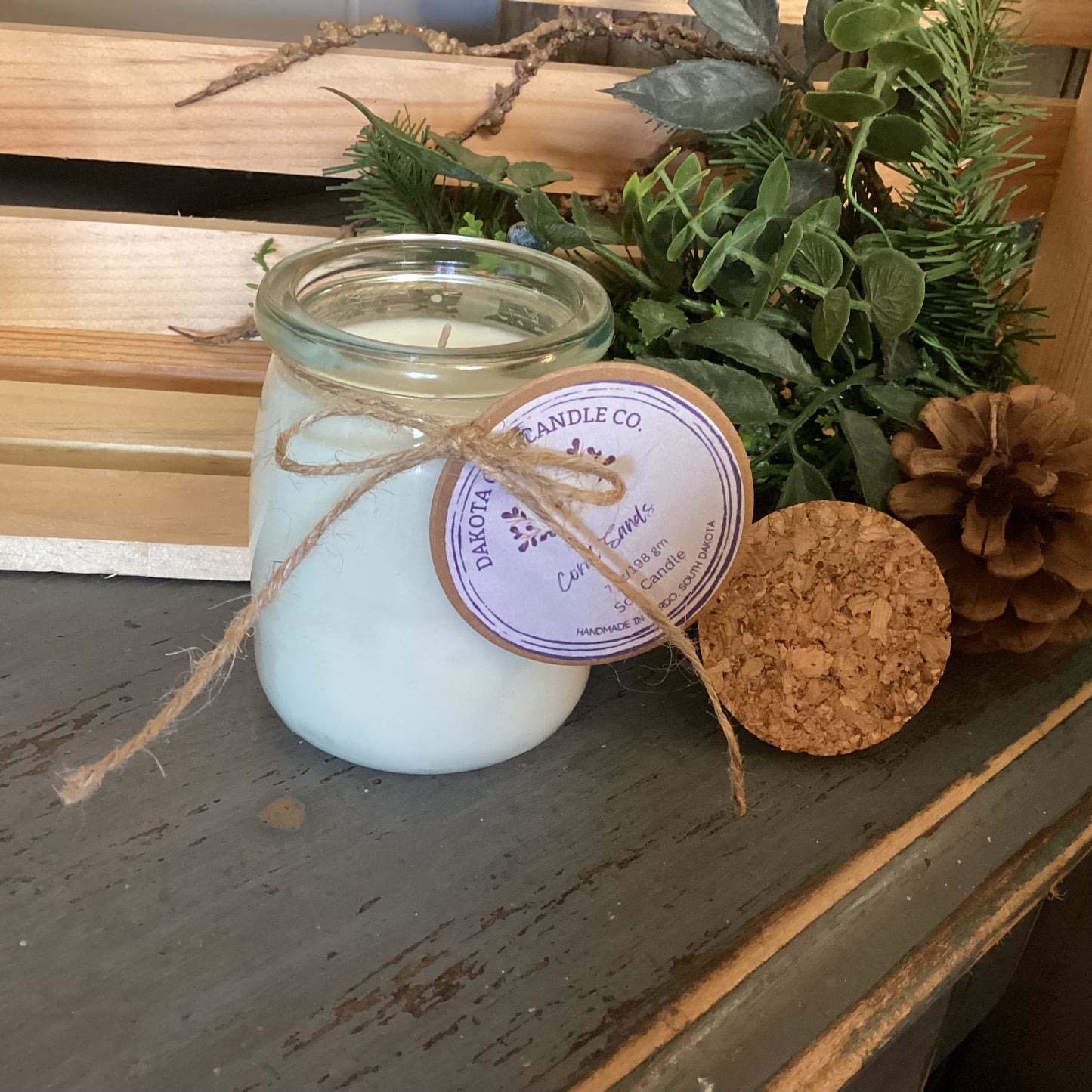 Heavy Glass | Milk Bottle Style | Candle with Cork Lid | Rustic | Soy Candle, 7 oz.
