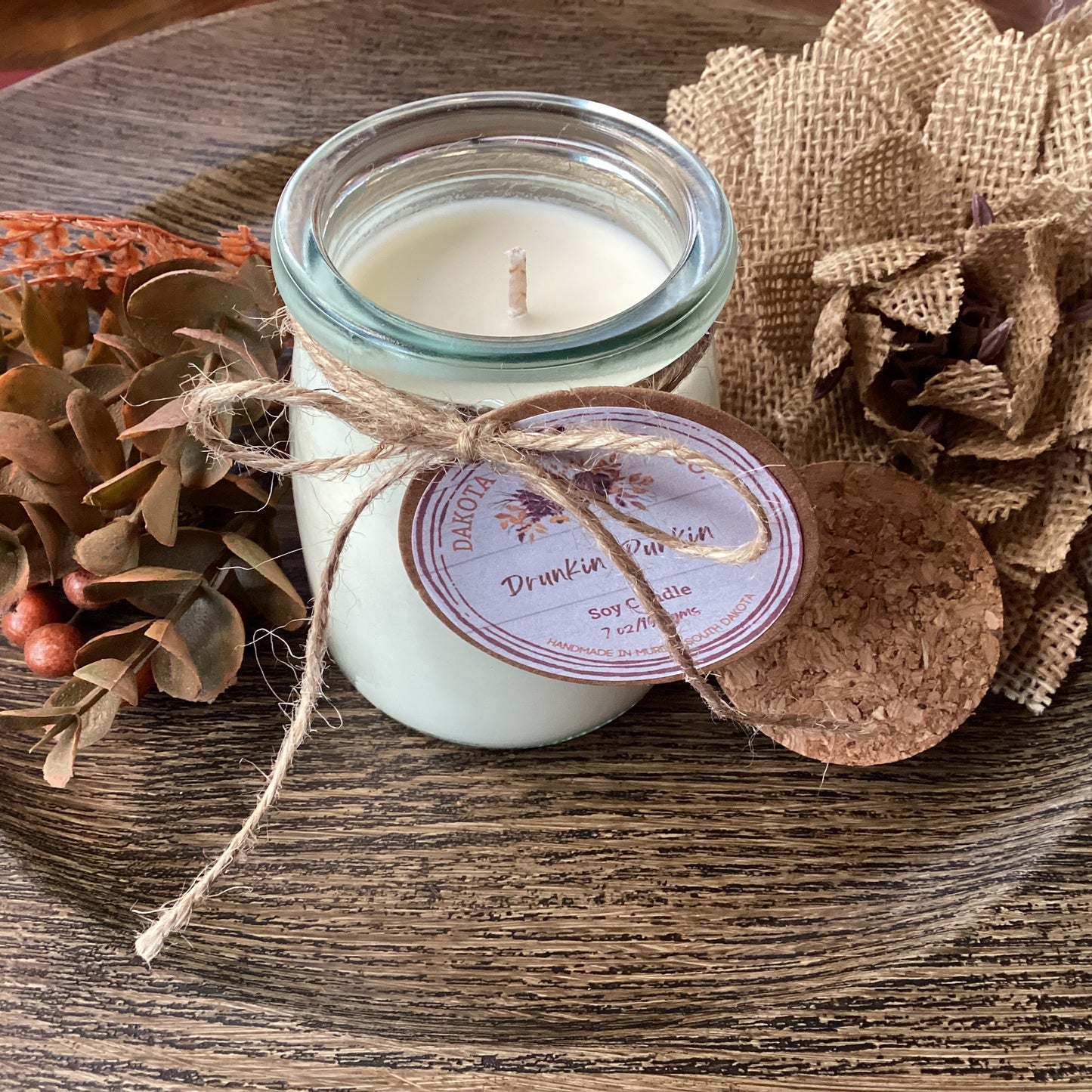 Heavy Glass | Milk Bottle Style | Candle with Cork Lid | Rustic | Soy Candle, 7 oz.