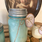 Antique Blue Mason Jar | Ball Mason Jar | Zinc and Porcelain Lid | Antique and Vintage Style | Farmhouse Style | Country Style | Soy Candle, 16 oz.