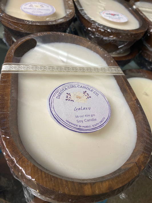 Brown Wooden Dough Bowl Candle | 3 Wick | Soy Wax | 16 oz.