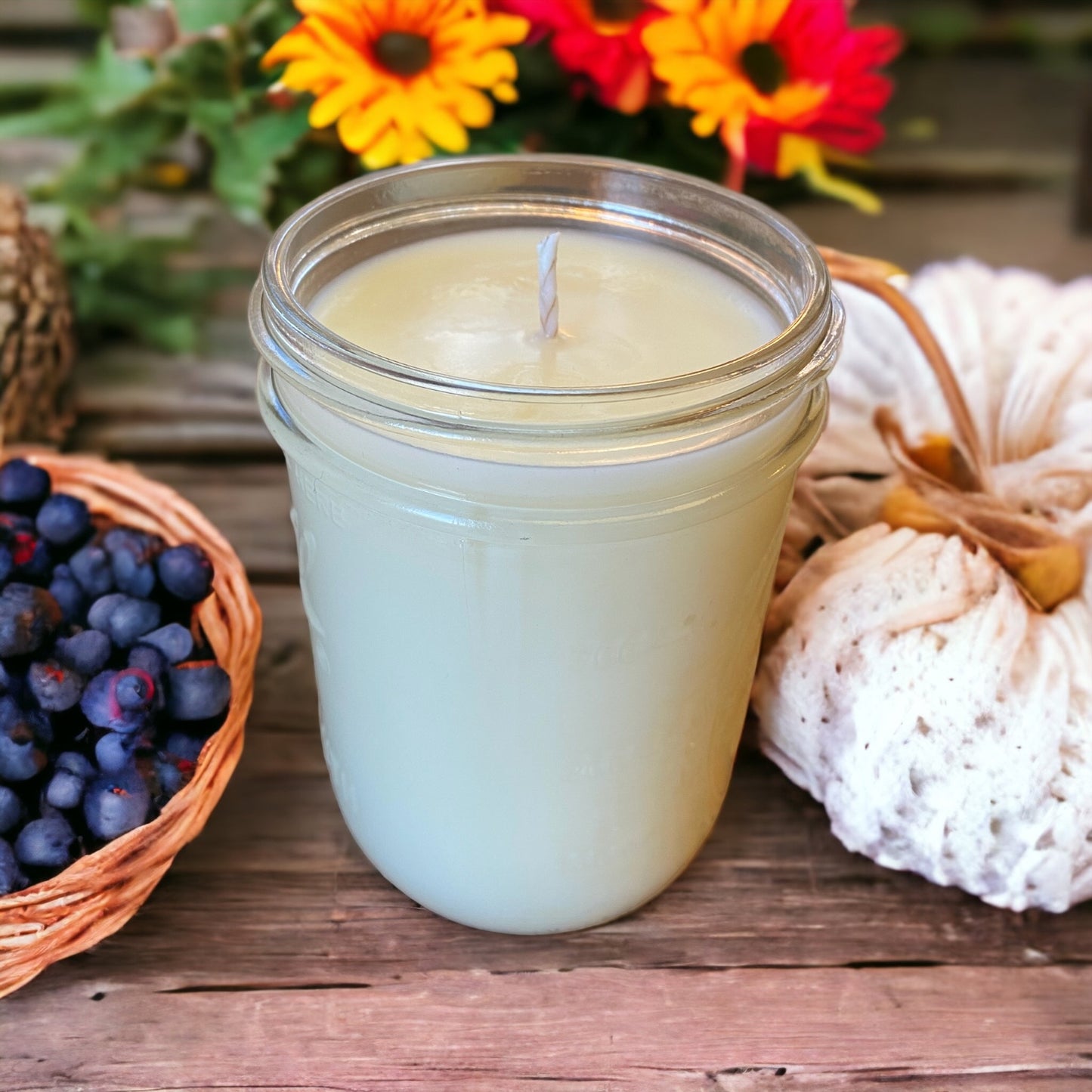 Clear Mason Jar | Ball Mason Jar | Farmhouse Style | Country Style | Soy Candle | Blueberry Cheesecake Scent