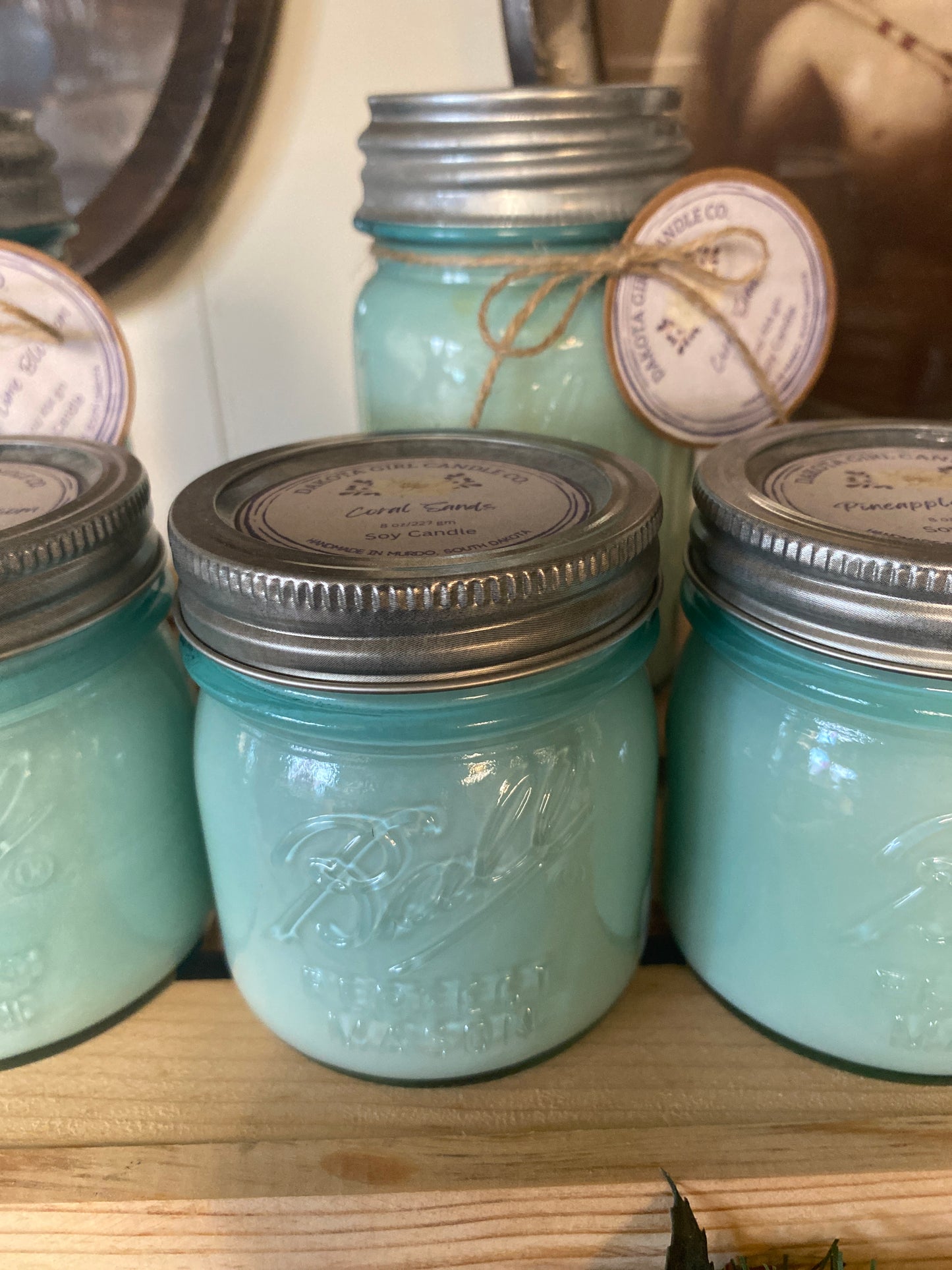 Blue Mason Jar | Ball Mason Jar | Vintage Style | Farmhouse Style | Country  Style | Soy Candle, 8 oz.