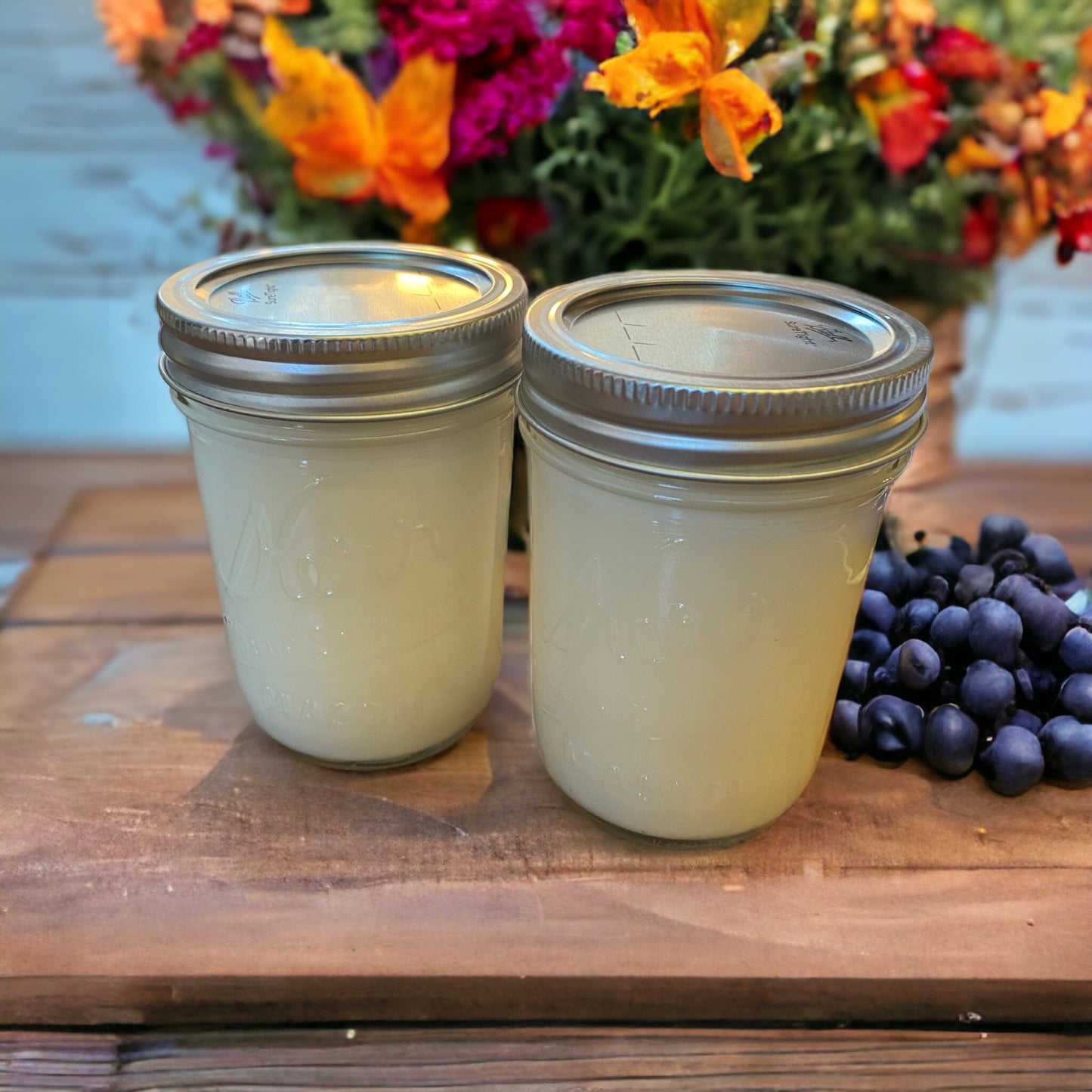 Clear Mason Jar | Ball Mason Jar | Farmhouse Style | Country Style | Soy Candle | Blueberry Cheesecake Scent
