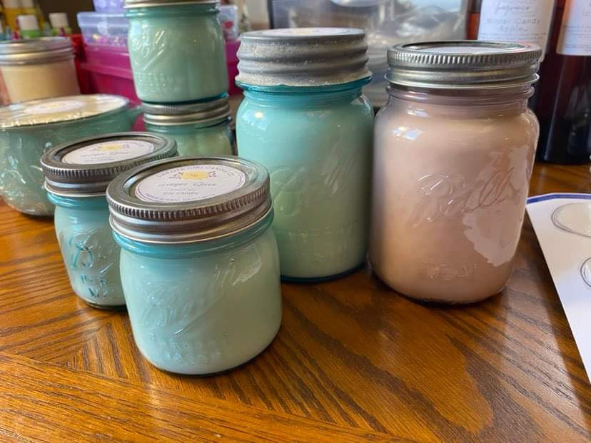Blue Mason Jar | Ball Mason Jar | Vintage Style | Farmhouse Style | Country  Style | Soy Candle, 8 oz.