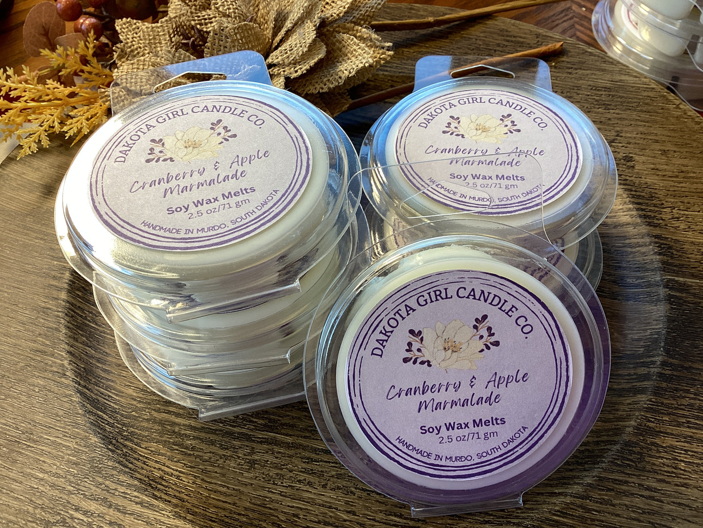 Cranberry & Apple Marmalade Scent - Soy Wax Melts | Dye-Free Soy | Clamshell | 2.5 oz
