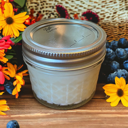Clear Mason Jar | Ball Mason Jar | Farmhouse Style | Country Style | Soy Candle | Blueberry Cheesecake Scent