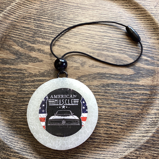 Circle Round 2.75” American Muscle Car - Crisp Vanilla Woods Scent | Car Freshie | Car Freshy | Air Freshener | Car Accessory | Vehicle Decor | Gifts