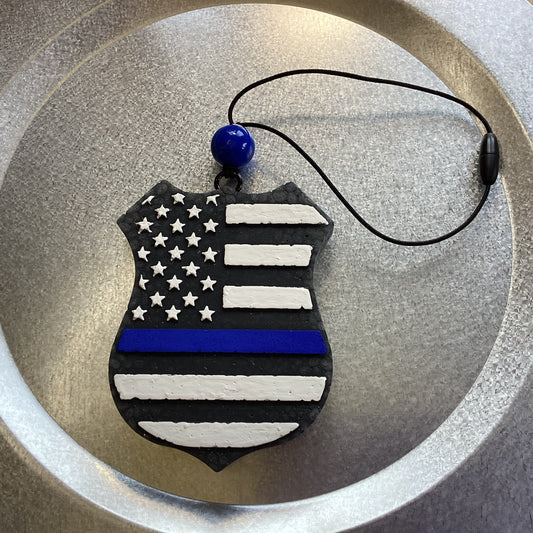 Thin Blue Line, Police Badge - Dark Ice Scent | Car Freshie | Car Freshy | Air Freshener | Car Accessory | Vehicle Decor | Gifts