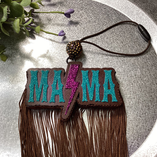 Mama Lightning Bolt With Fringe - Pineapple Sunrise Scent | Car Freshie | Car Freshy| Air Freshener | Car Accessory | Vehicle Decor | Gifts