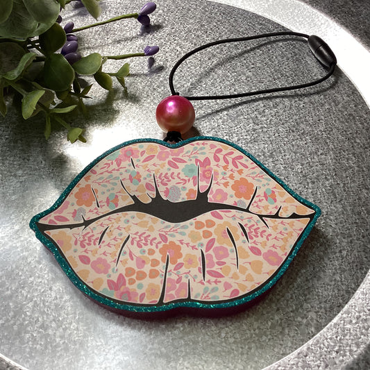 Spring Floral Kissing Lips - Spiced Apple Donuts Scent | Car Freshie | Car Freshy| Air Freshener | Car Accessory | Vehicle Decor | Gifts