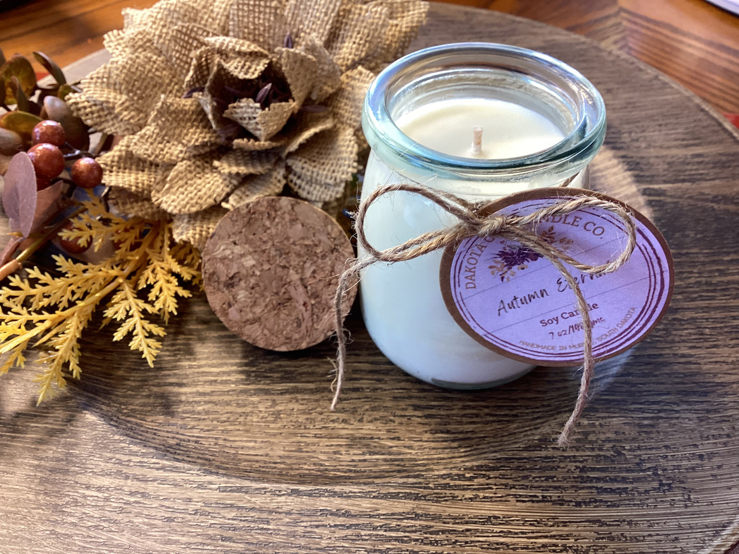 Heavy Glass | Milk Bottle Style | Candle with Cork Lid | Rustic | Soy Candle, 7 oz.