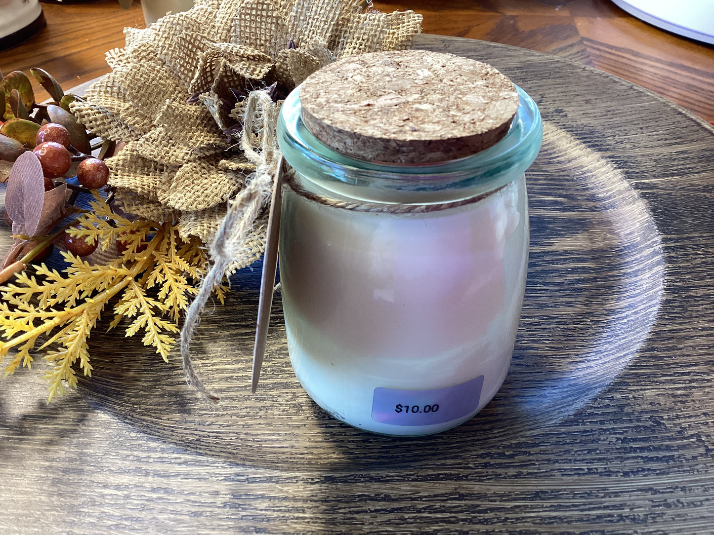 Heavy Glass | Milk Bottle Style | Candle with Cork Lid | Rustic | Soy Candle, 7 oz.