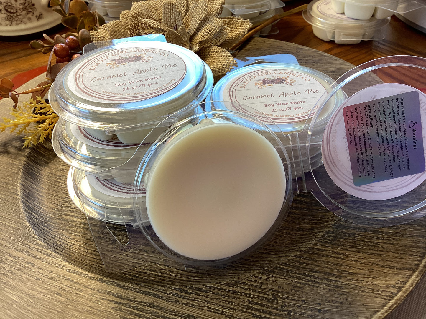 Caramel Apple Pie Scent - Soy Wax Melts | Dye-Free Soy | Clamshell | 2.5 oz