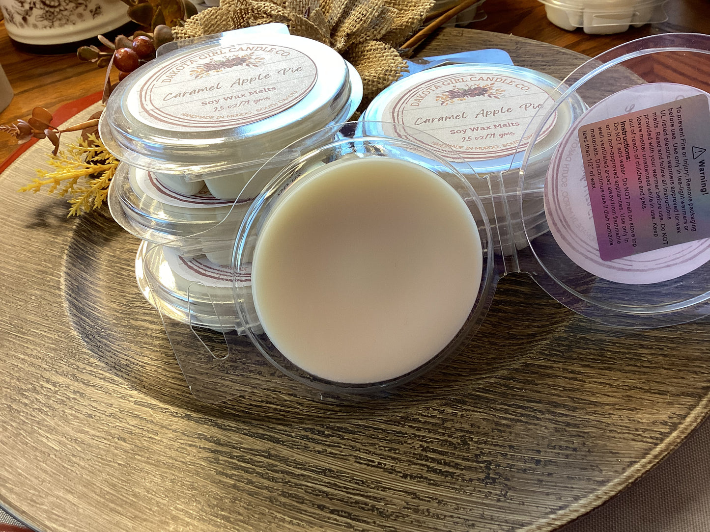 Caramel Apple Pie Scent - Soy Wax Melts | Dye-Free Soy | Clamshell | 2.5 oz